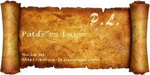 Patócs Lajos névjegykártya